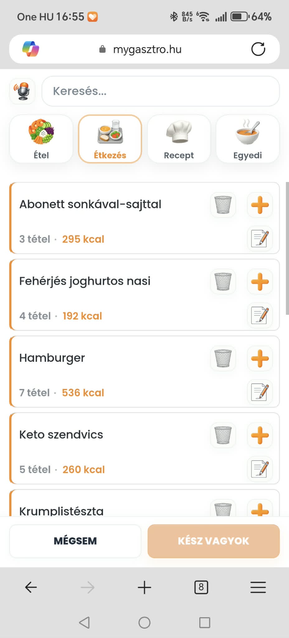 Étkezés fül